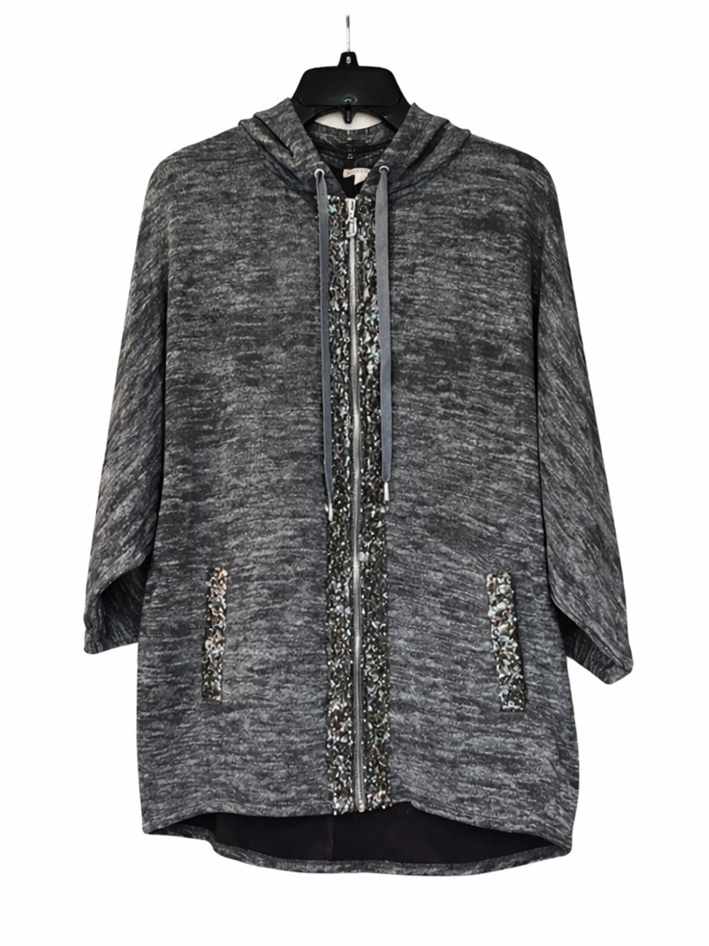 Juicy Couture Y2K Gray Sequin Accent Oversized Hoodie Batwing Capelet Medium
